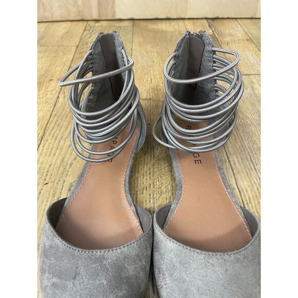 Rampage Taupe-Tan Faux Suede Pointed Toe Ankle Wrap Flats Size 7 Zip Back - Picture 4 of 7